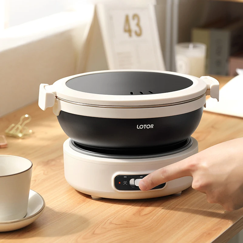 1.2L مطوية وعاء الطبخ الكهربائي المحمولة متعددة طباخ السفر جهاز طهي الأرز سبليت إناء/ قدر 304 الفولاذ المقاوم للصدأ الكهربائية Skillt 500 واط