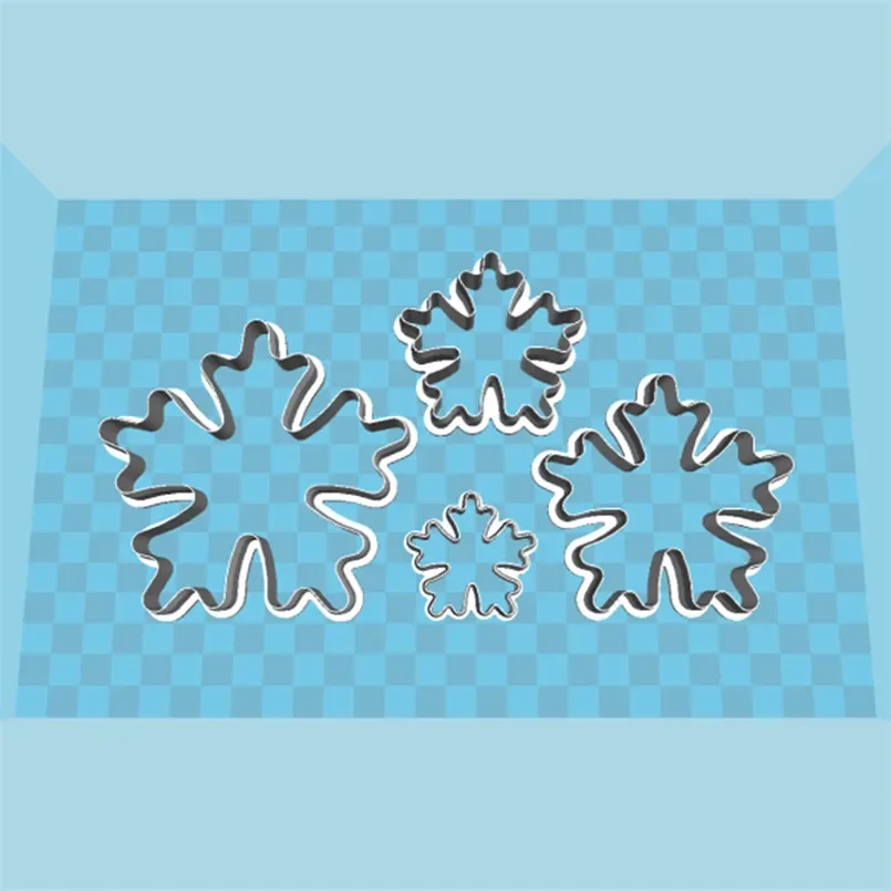 Four Specification Cartoon Graphic Five Sides Antlers Snowflakes,Plastic Mold,Cake Fondant Tools,Cookie Sushi and Fruits Cutters