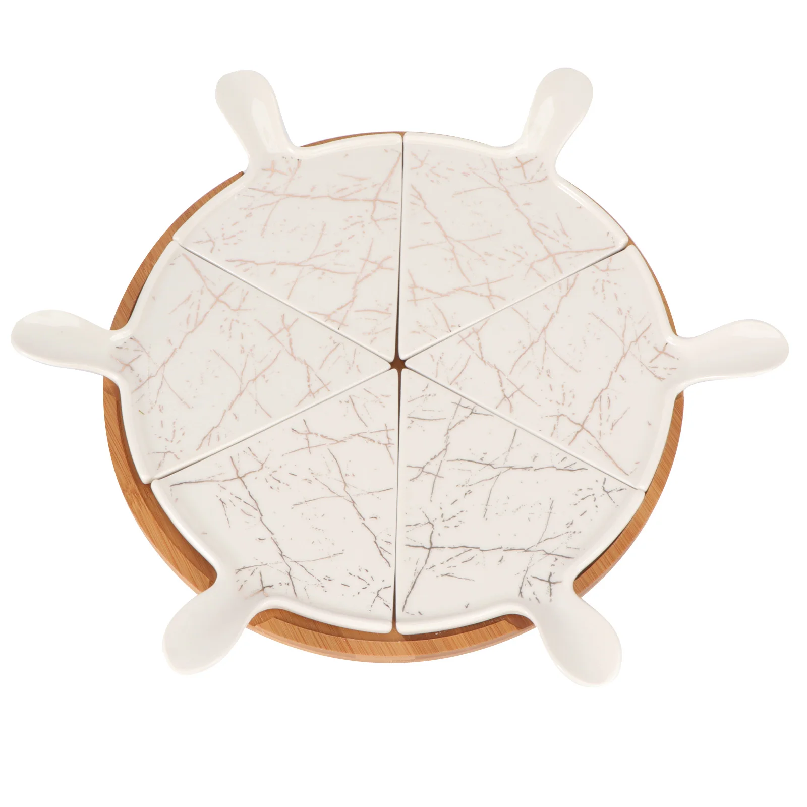 

Ceramic Dessert Triangle Pizza Pan 10 Inch Separated Cake Tray Bamboo Pizza Plate Wood Ideal Parties