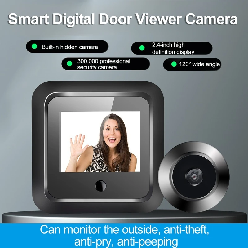 

2.4-inch Display Smart Electronic Door Mirror 120° Wide-Angle High Definition Visual Video Door Viewer Video Surveillance Camera