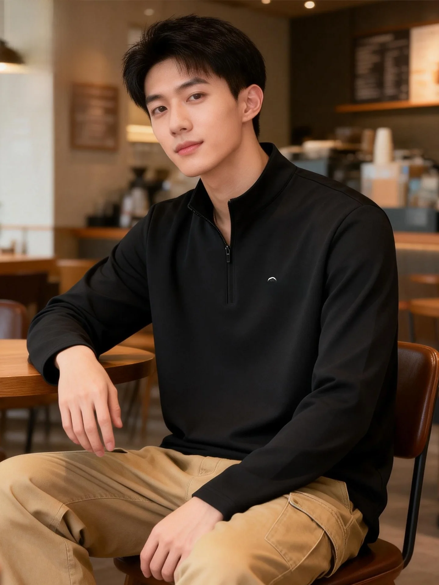 

Мужская футболка с длинным рукавом на молнии, быстросохнущая, для активного отдыха, свободного кроя, из полиэфирного волокна, для бега, велоспорта и фитнеса