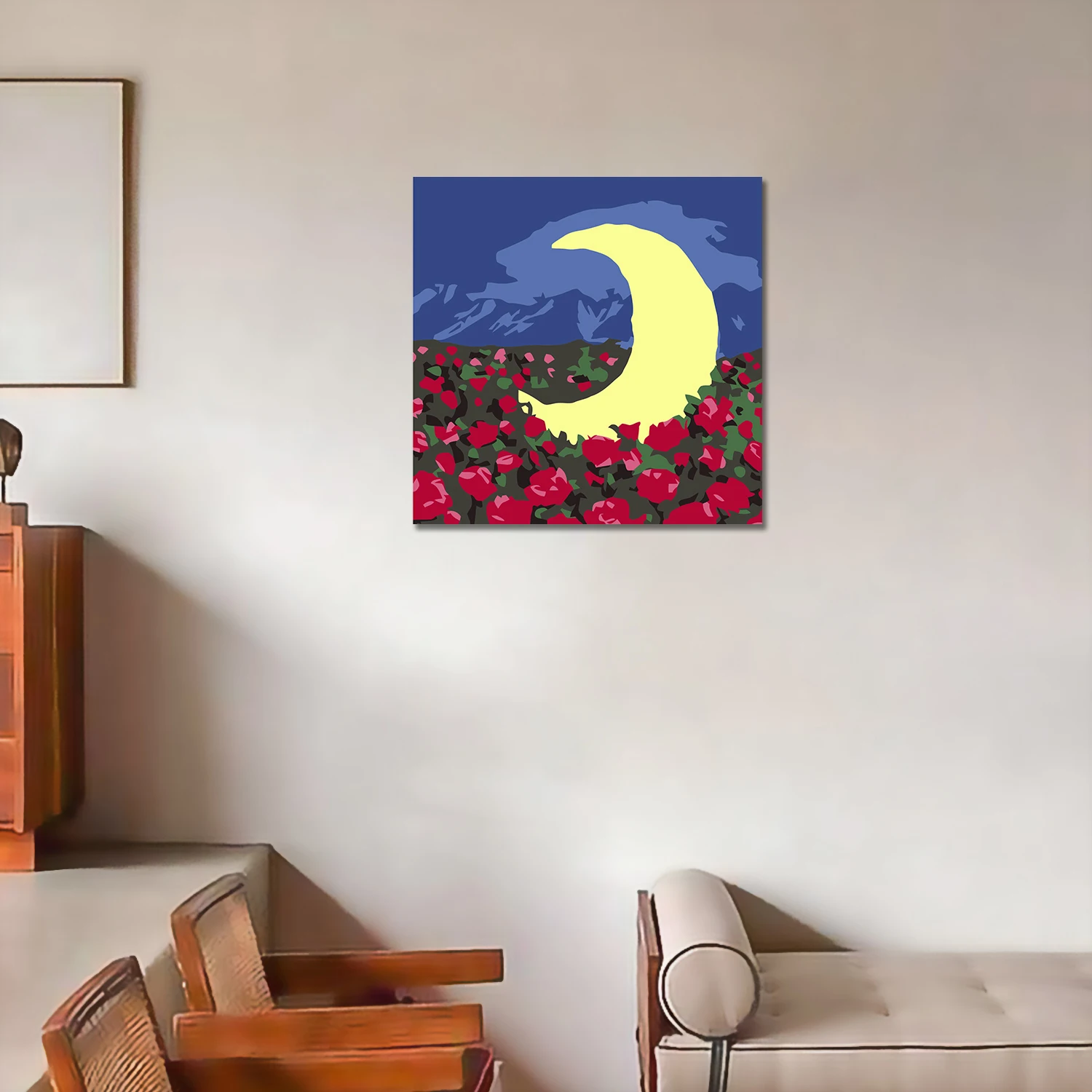 لوحة أرقام مع إطار، لوحة أرقام المناظر الطبيعية والزهور، طقم طلاء بالأرقام لتزيين المنزل للبالغين #4