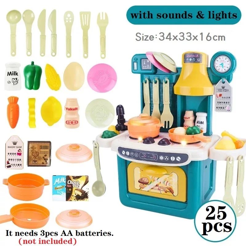 Brinquedos de cozinha utensílios de simulação comida panelas pote pan crianças fingir brinquedo jogar caixa de brinquedo conjunto para meninas crianças novos presentes