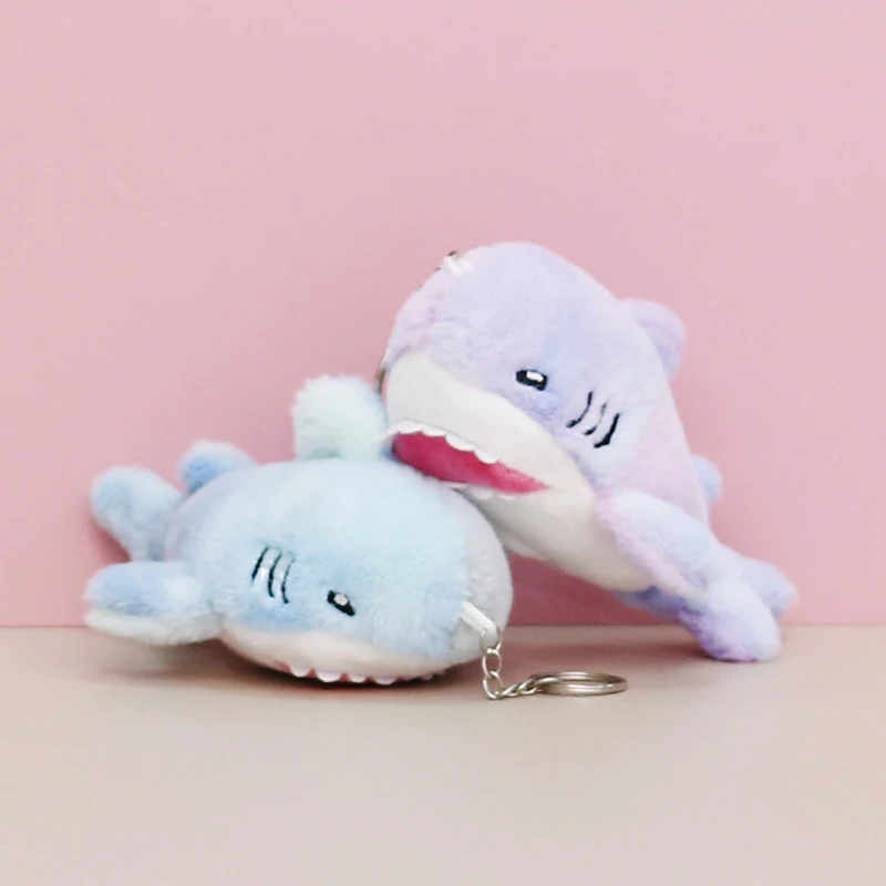 Soft Plush Cartoon Shark Keyring Creative Backpack Pendant Decoration Toys Doll Keychain Girls Birthday Gifts