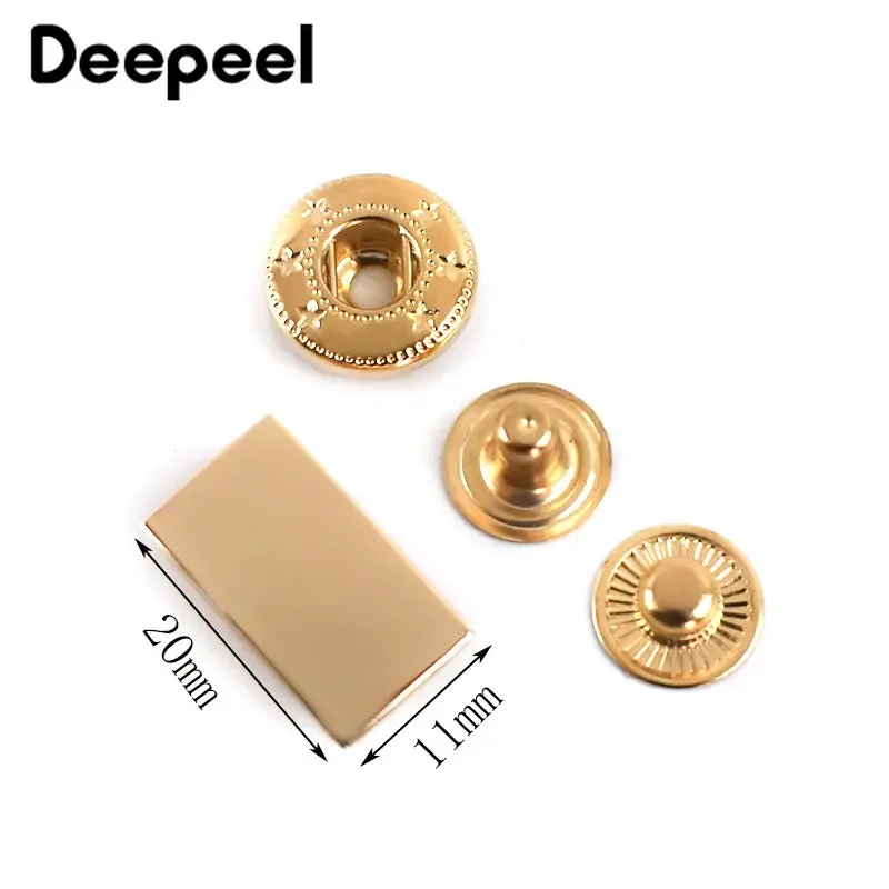 10/20Sets Metal Rectangle Snap Buttons Press Studs Fastener Buckle for Clothes Down Coat Garment DIY Crafts Sewing Accessories