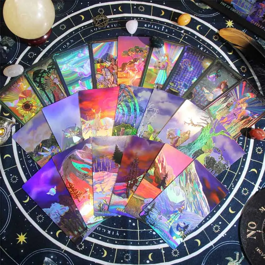 80 Pcs Pvc Waterproof The Shuttle Mirror Tarot Deck 12x7 cm Paper Manual Card Games