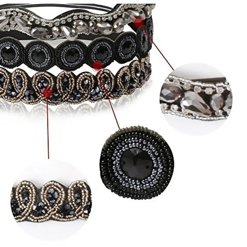 

Luxury Rhinestone Crystal Beaded Headband for Women Bridal Hair Ornaments Elastic Jewelry Headdress