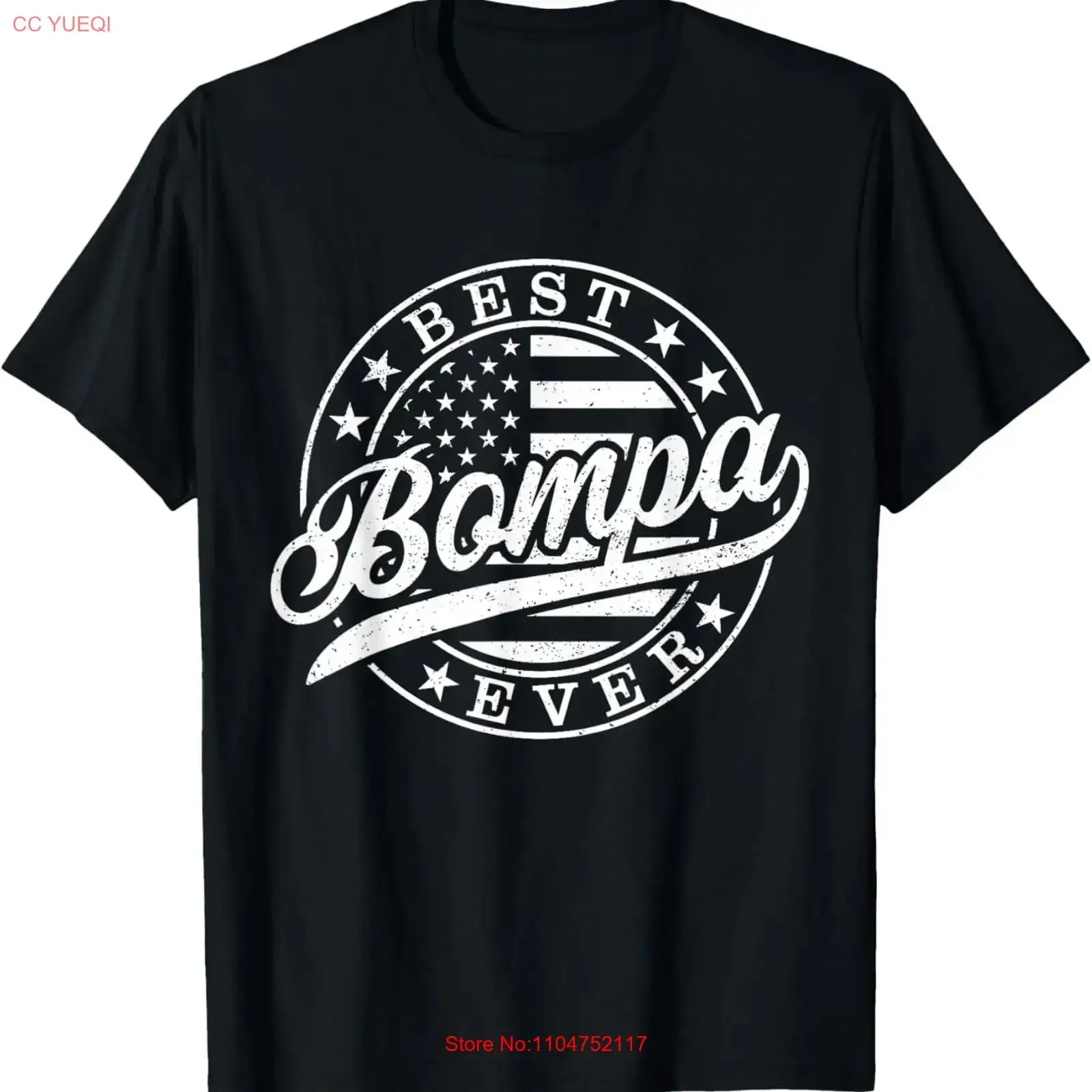 Best Bompa Ever American US Flag Funny Grandpa Father's Day T Shirt for Dad vintage Washed Unisex fashion graphic Casual