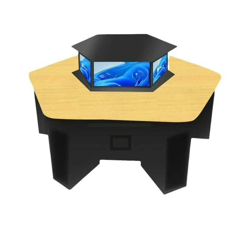 

Pentagonal synchronous lifting computer table e-sports computer room school training institution LCD screen lifter hexagonal tab
