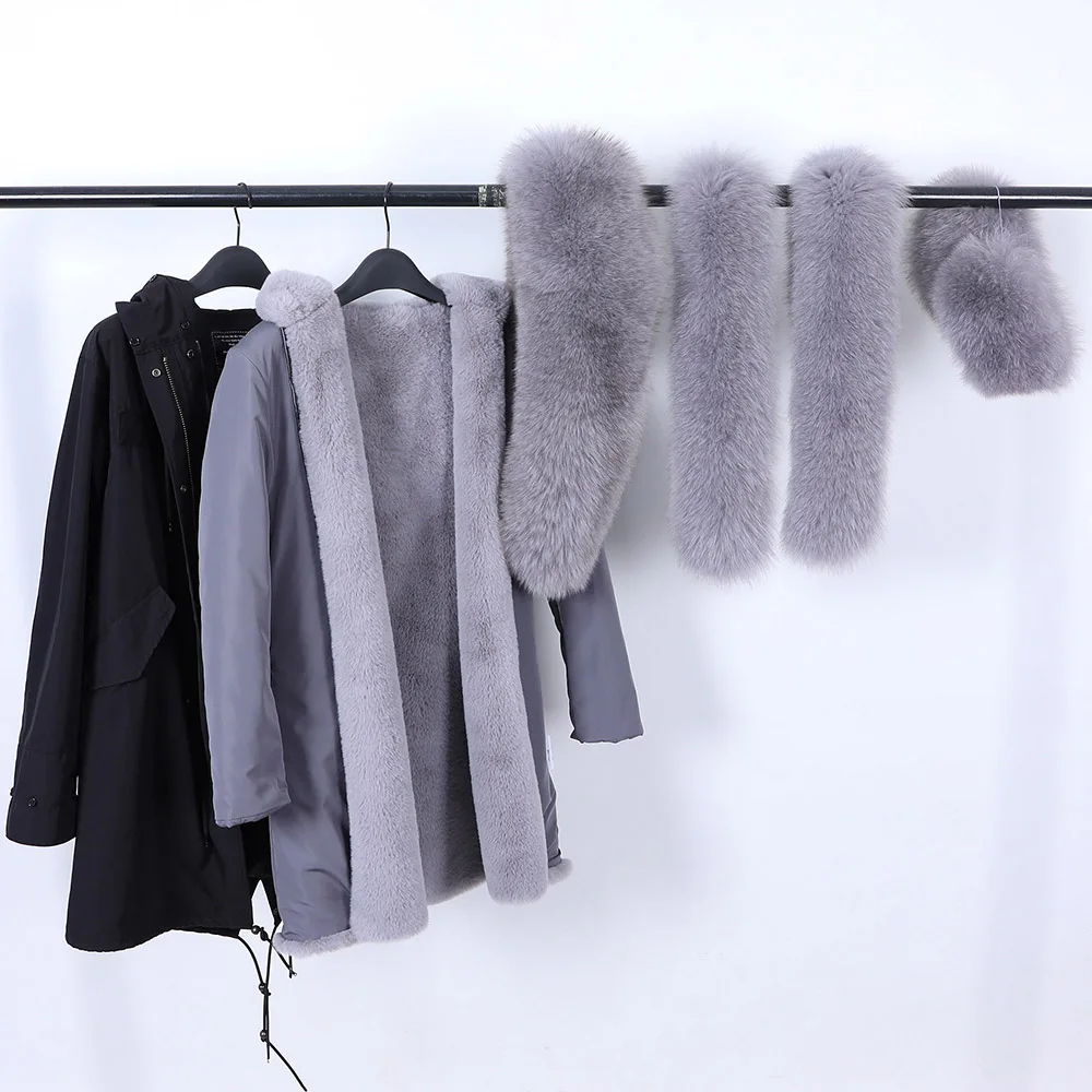 FURT New Parka Long Winter Jacket Women Outwear Thick Parkas Raccoon Natural Real Fur Collar Coat Hooded Real Warm Fox Fur Liner