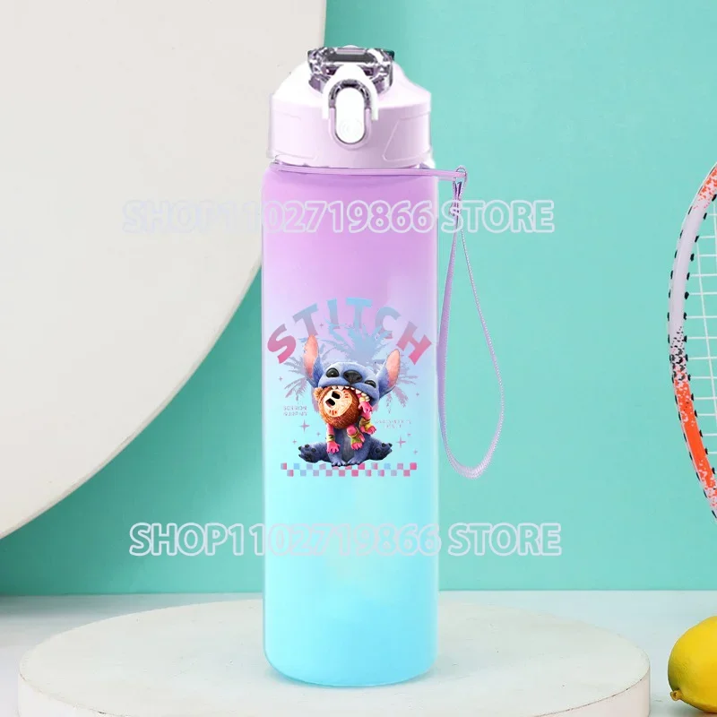 Bottiglia d'acqua Lilo e Stitch da 750 ml con cannuccia Cartoon Anime Pattern Bottiglie sportive stampate Ragazzi Ragazze Regali per feste di compleanno carini