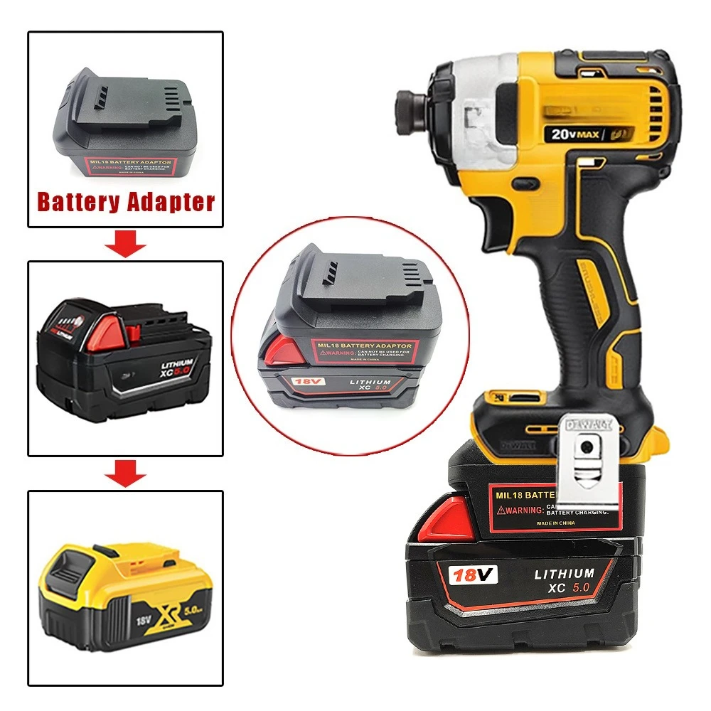 

Адаптер для аккумуляторов DEWALT 18V 20V, совместимый с литиевыми аккумуляторами Milwaukee M18 18V.