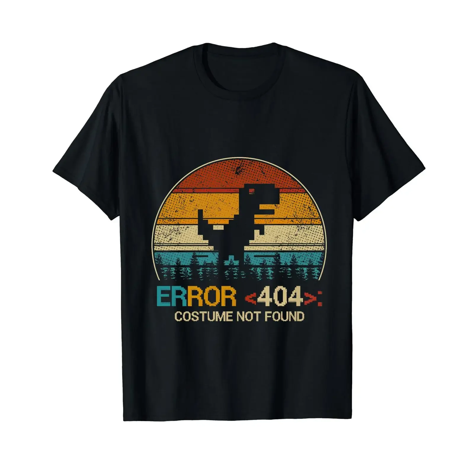 Vintage Error 404 Dinosaurier T-Shirt Schwarz S Vintage-Waschung Mode Unisex Stretch Streetwear Leicht Stilvoll Weich Lässig