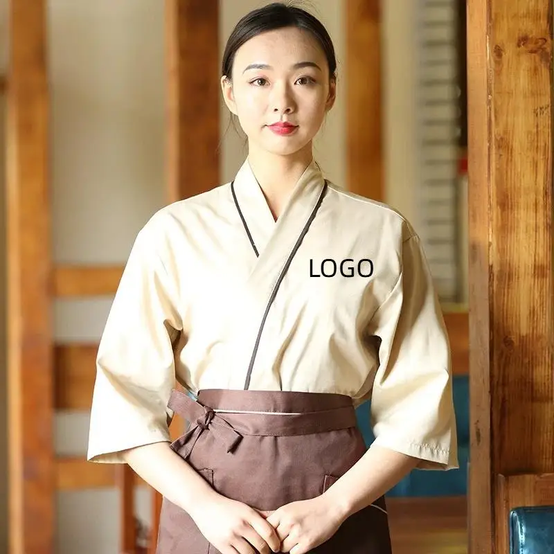 Japanese Cuisine Clothing Chef Workwear Personalized Customization Logo Men's And Women's Sushi Kimono Restaurant Kitchen Top