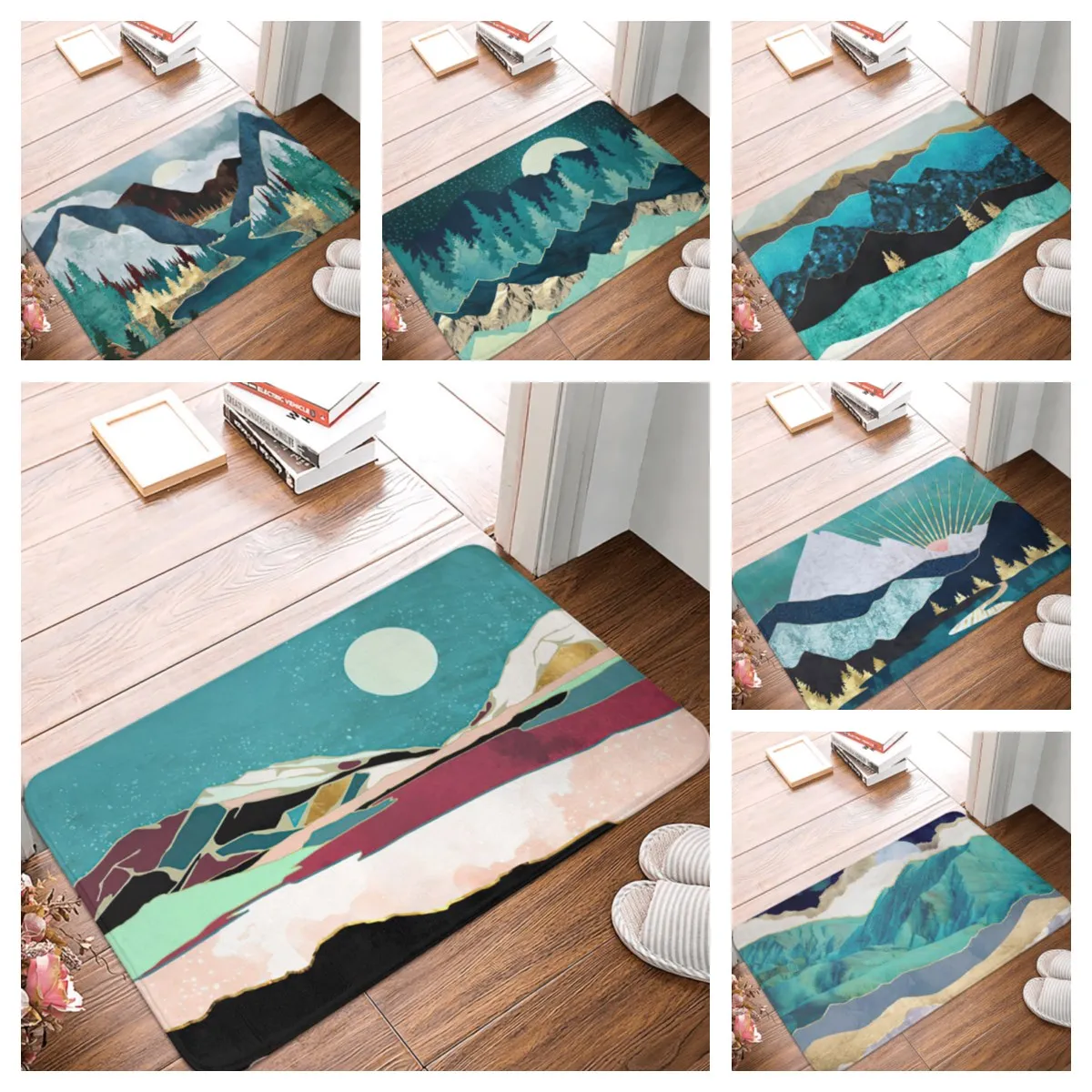 Green Forest Bath Mats Tropical Jungle Tree Scenery Bathroom Non-Anti-Slip Rugs Floor Door Mat Kitchen Carpet Home Bathtub Decor