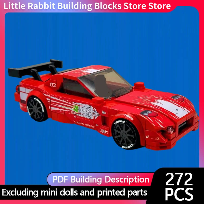 Speed Hypercar Model MOC Building Bricks RX-7 Top Tier Sports Car Modular Technology Gifts Holiday Toys Suit Assemble Children