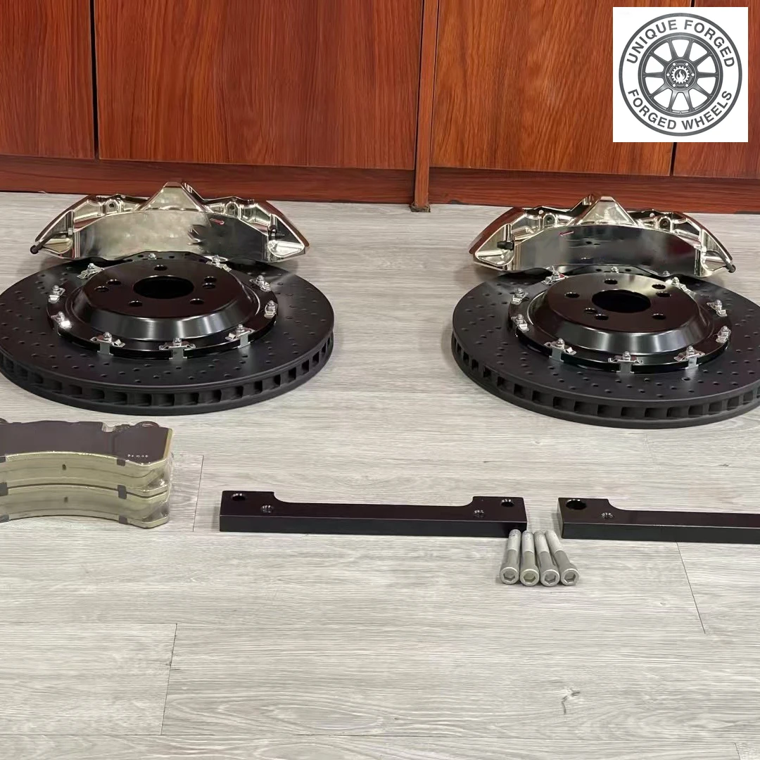 

26 Style Upgrade Front Wheel Big Brake Kit Chrome GT6 6 Pot 380mm Carbon Ceramic Black Disc