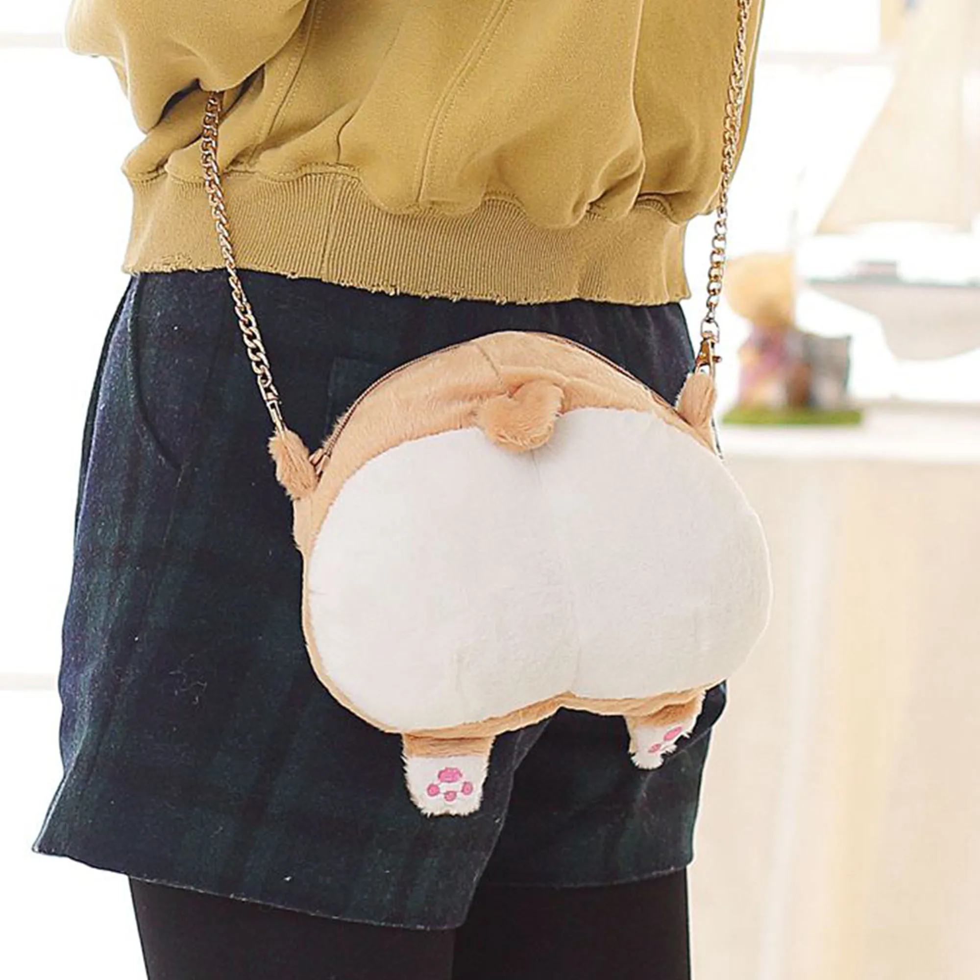 かわいいコーギーのお尻のぬいぐるみコインパース、クロスボディバッグ、ぬいぐるみ人形、柔らかくて愛らしい可愛いおもちゃ、男の子、女の子、子供へのプレゼント、誕生日プレゼント