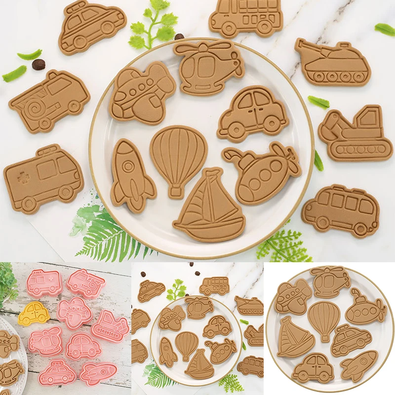 Modern Transportation Shape Cookie Baking Molds Home Baking Gadgets Cookie Press Molds Flipping Sugar Diy 3d Baking Kitchen Tool