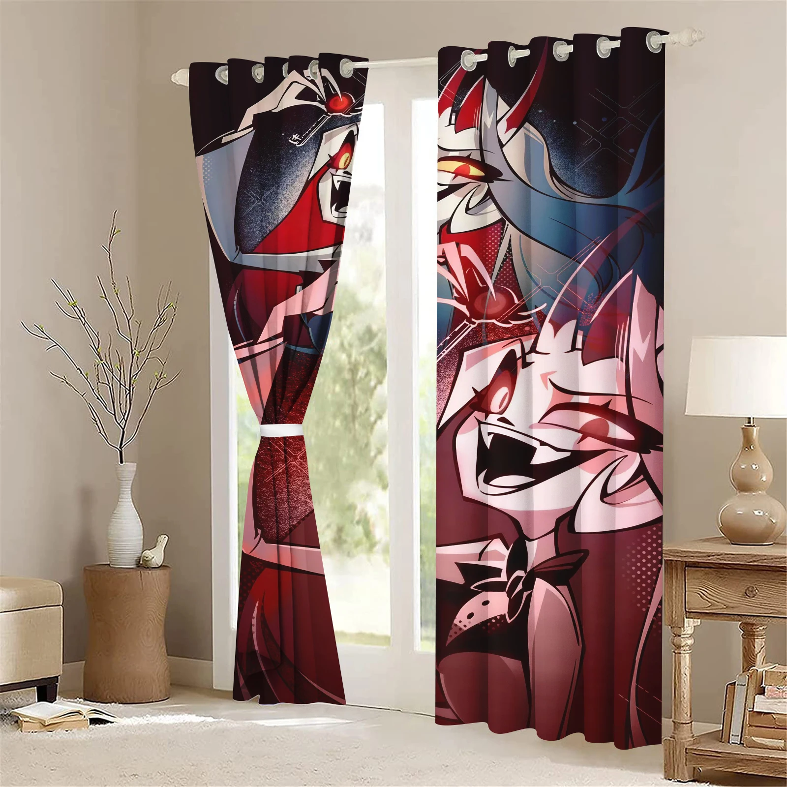 

Cartoon Hazbin Hotel Curtain Polyester Animated Fashion Suitable for Bedroom Kids Adult Gifts Room Decoration