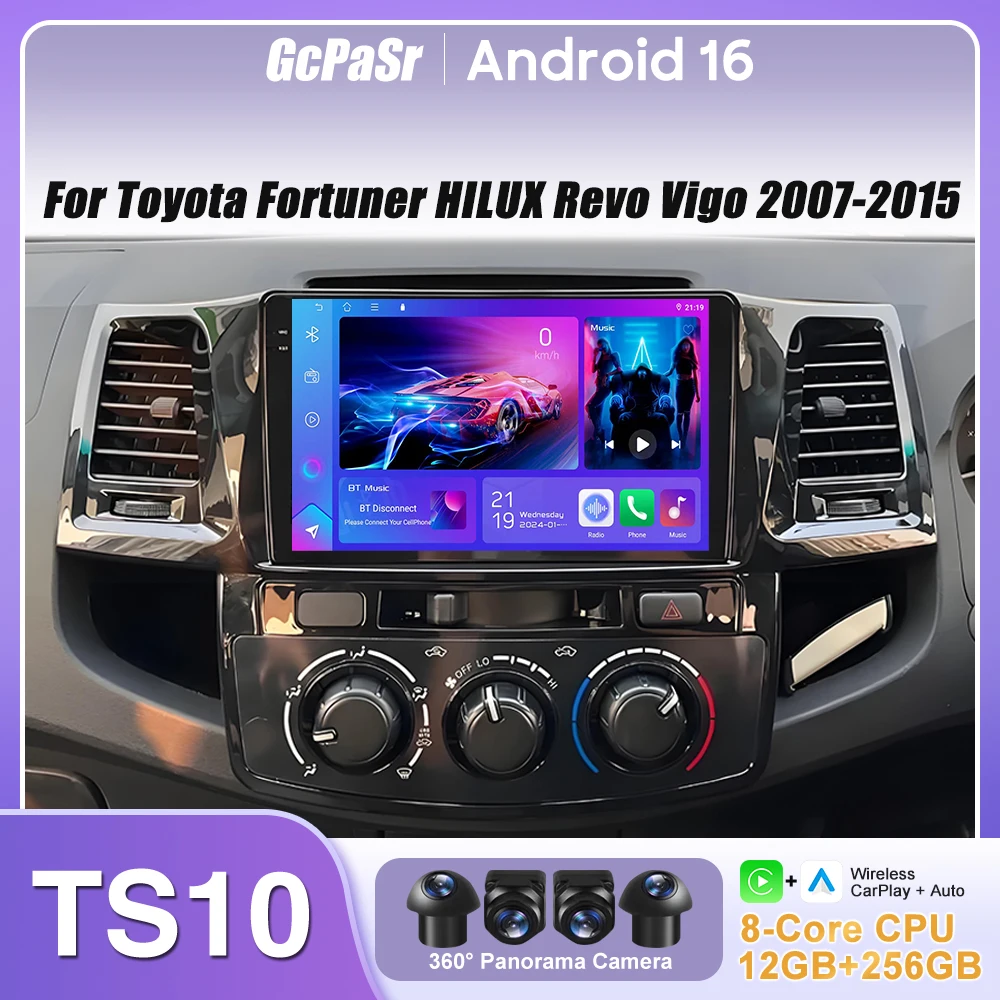 

Android 16 Car Radio For Toyota Fortuner HILUX Revo Vigo 2007-2015 GPS Navigation Android Auto Carplay Wifi Video Stereo No 2din