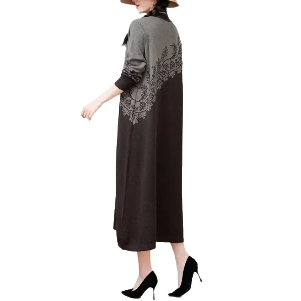 ملابس نسائية صوفية فضفاضة عتيقة بلوفرات شتوية دافئة سترة كبيرة الحجم سترات الأم للربيع والخريف فستان البلوز #5