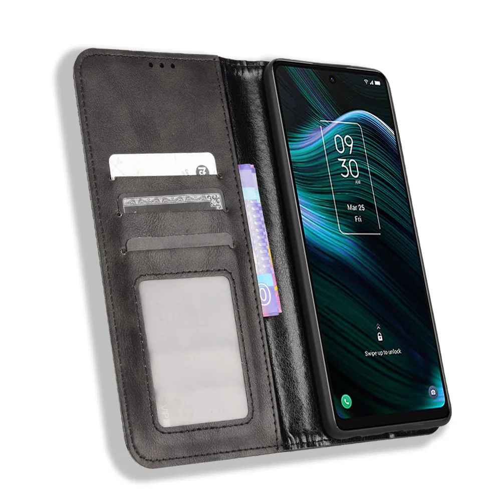 Flip Retro Style Leather Magnetic Skin Cover For TCL 303 Stylus 30 SE Z 30+ 30e 20B 20 20L+ 20S R PIus 5G Card Slot Wallet Case