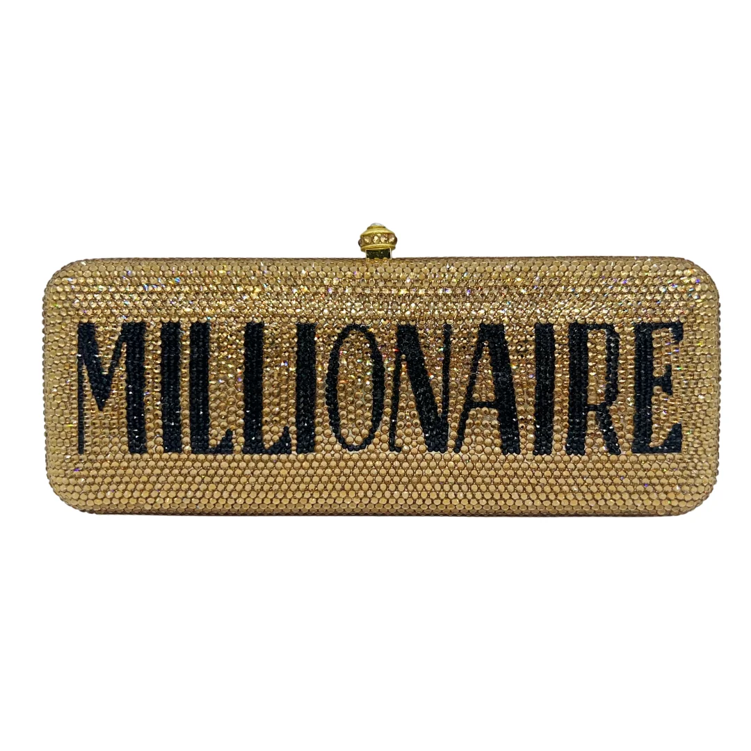 

Rectangular Flat-Back Rhinestone Clutch, Linear Crystal Evening Bag for Women. OEM Custom Geometric Purse