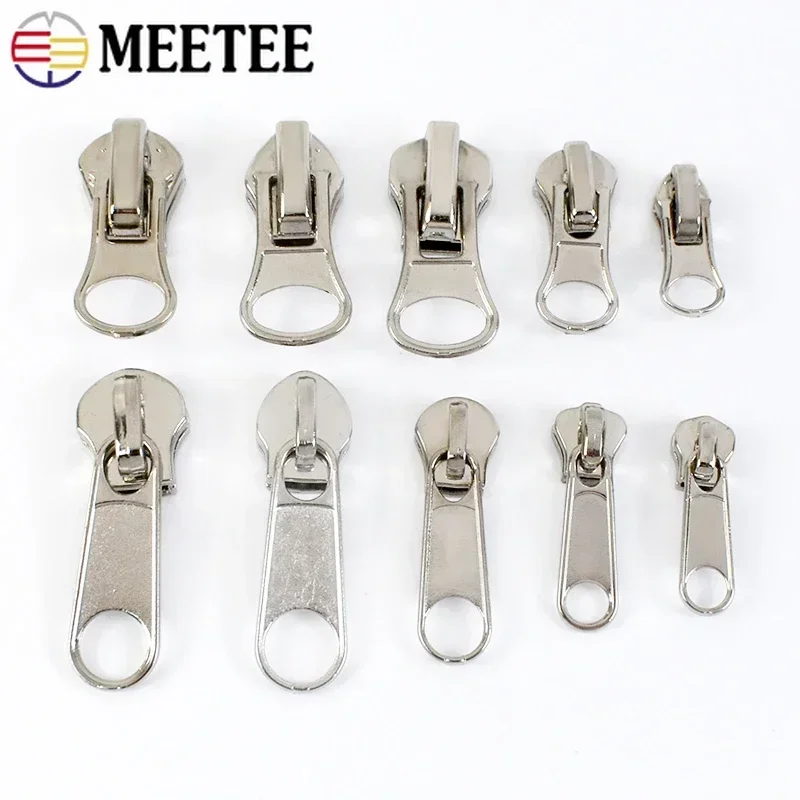 3# 5# 8# Zippers Slider for Nylon Resin Metal Zips Bag Replacement Zipper Puller Cursors Garment Sewing Zip Head Lock Repair Kit
