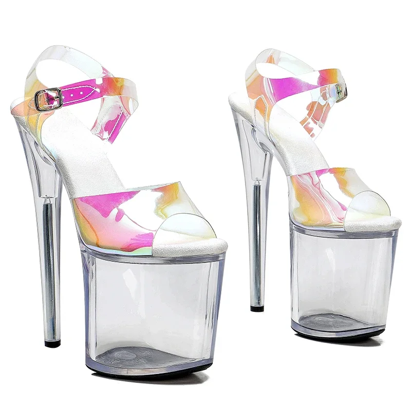 Leecabe-Sandales à plateforme transparente, chaussures de fête à talons hauts, 8 pouces/20cm