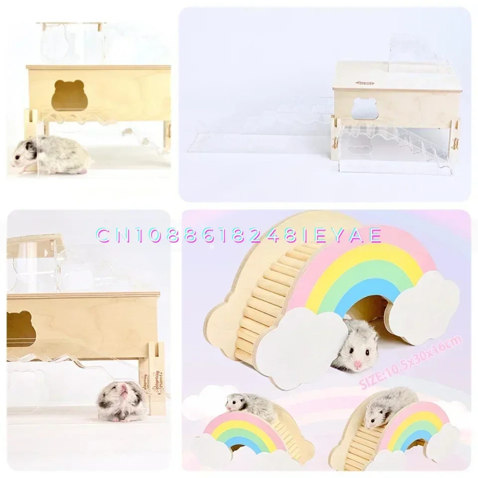 

Fully Transparent Acrylic Hamster Ladder Rainbow Clouds Hamster Arch Bridge Hamster Cage Landscaping Supplies