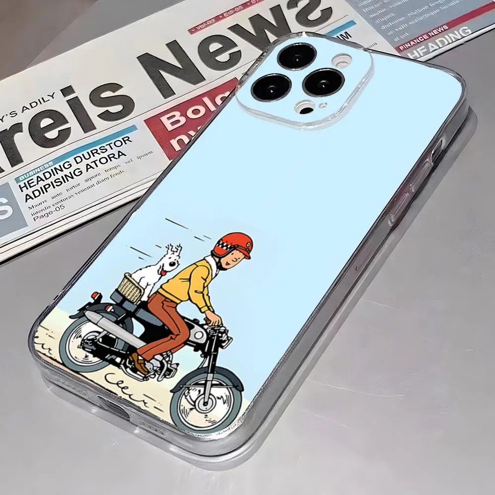 Funda de teléfono Tintin Adventures a la moda para IPhone 16 Pro Max 15 14 13 11 12 Mini Xs X Xr 7 8 Plus Se cubierta transparente