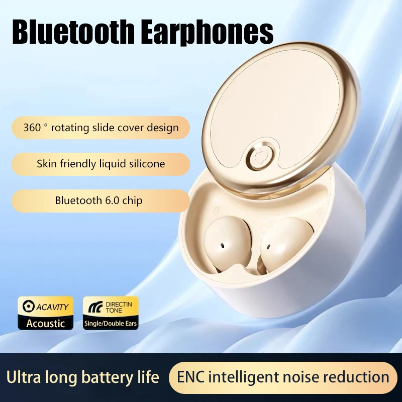 Mini Auriculares Inalámbricos Bluetooth V6.0 de Diseño Deslizante, Carga Tipo-C, Conexión de 10M, Auriculares Deportivos de Oído Abierto para Teléfono