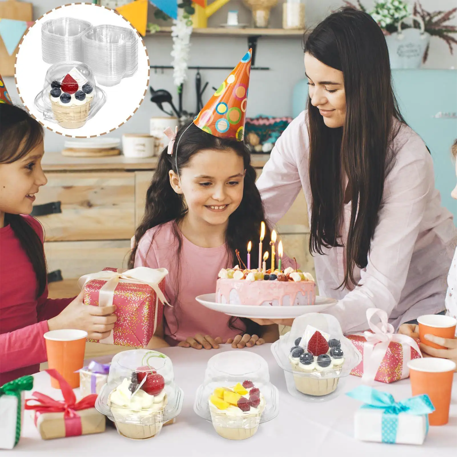 

Коробка для кексов, многоразовая индивидуальная переноска, 20 шт., маленькие толстые держатели для кексов, коробка для кексов, кондитерских изделий, десертов, закусок, пирогов, фруктов