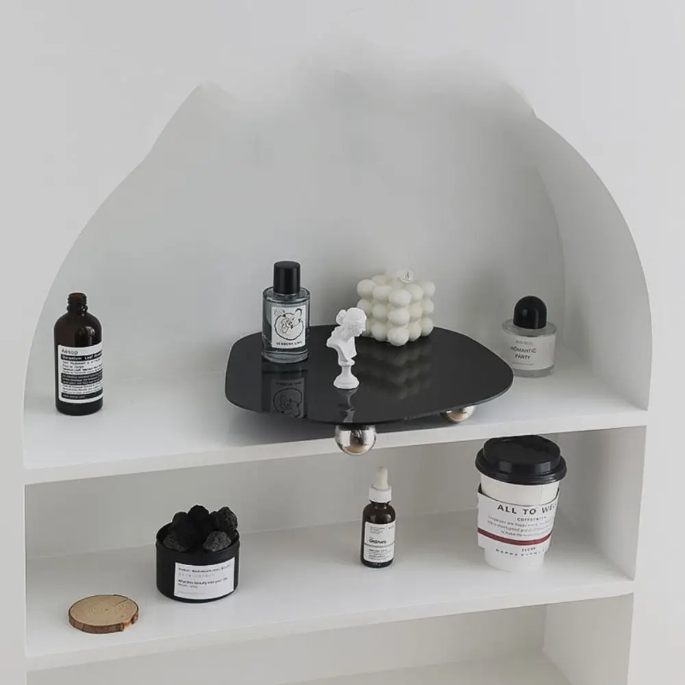 Luxury Acrylic Organizer Tray - Multi-Use, Irregular Shape for Jewelry, Perfume Display, Artistic Home Decor in Black & White