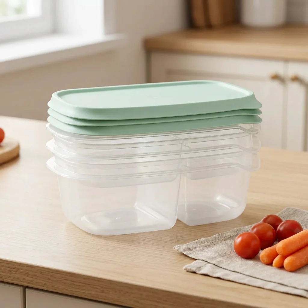 Food Storage With Compartments - Conjunto de 3 Recipientes Retangulares Divididos