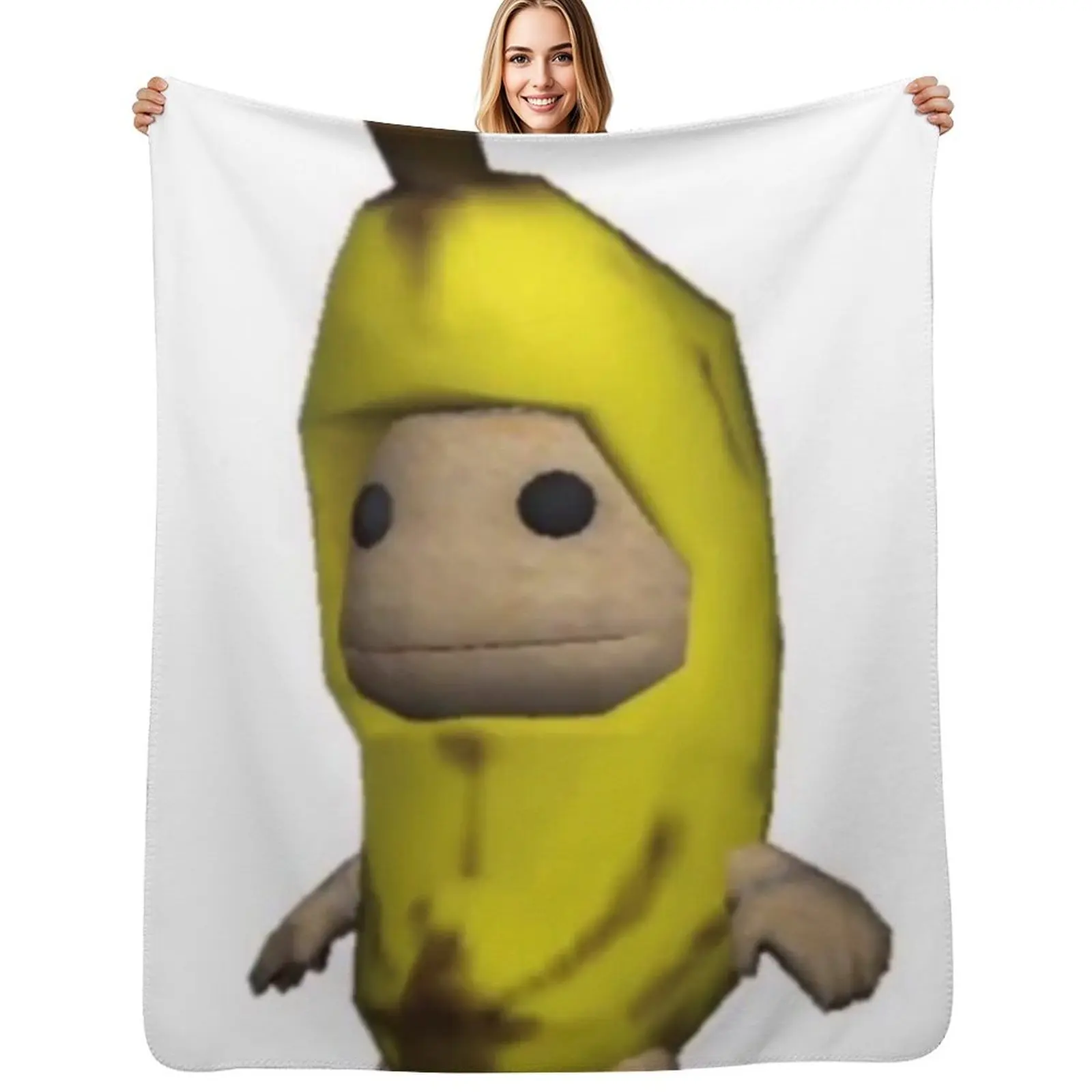 

Banana Sackboy Throw Blanket Luxurious Soft Fuzzy Blanket for Sofa Bed