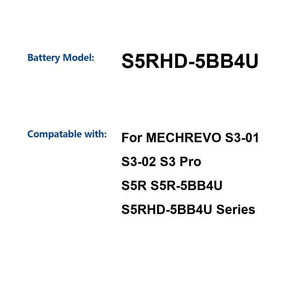

Laptop Battery 4400Mah For Mechrevo S3-01 S3-02 S3 Pro S5R S5R-5BB4U S5RHD-5BB4U Series