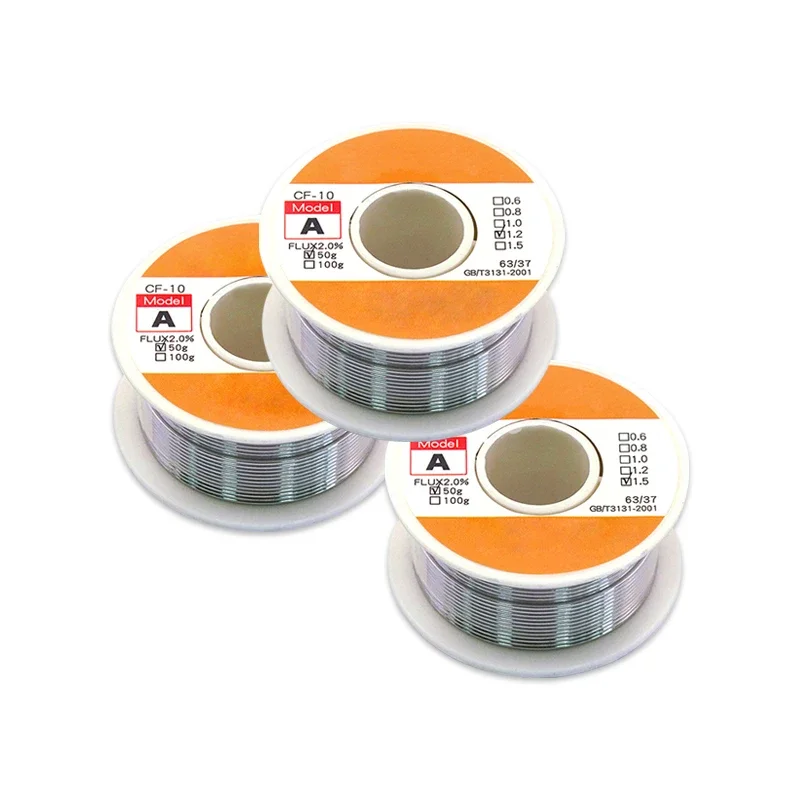 Lead-Free Solder Wire 1mm/1.2mm/1.5mm Flux-Core Solder 50G Tin Lead Tin Wire Melt Rosin Core Solder Soldering Wire Roll No-Clean