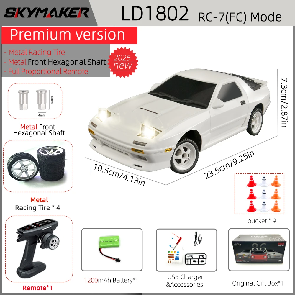 Skymaker AE86 Model LD1801 RX-7 FC LD1802 1:18 RC Drift Car 1/18