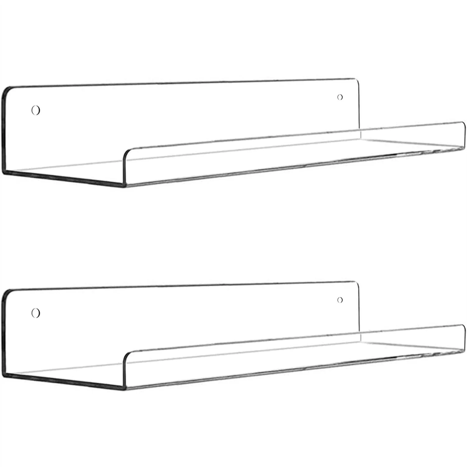 

Acrylic Floating Wall Ledge Shelf 15 Inch Clear Invisible Bookshelf 2 Pack For Bathroom Storage Display