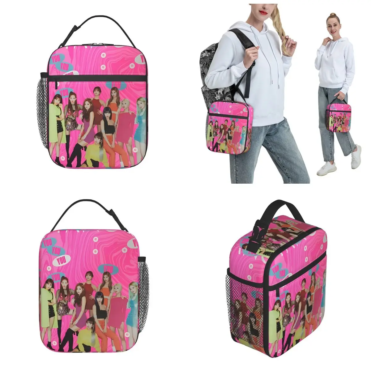 K-POP-TWICE Idol Pattern Insulated Lunch Bag Storage Food Box Leakproof Thermal Cooler Bento Box For School Office