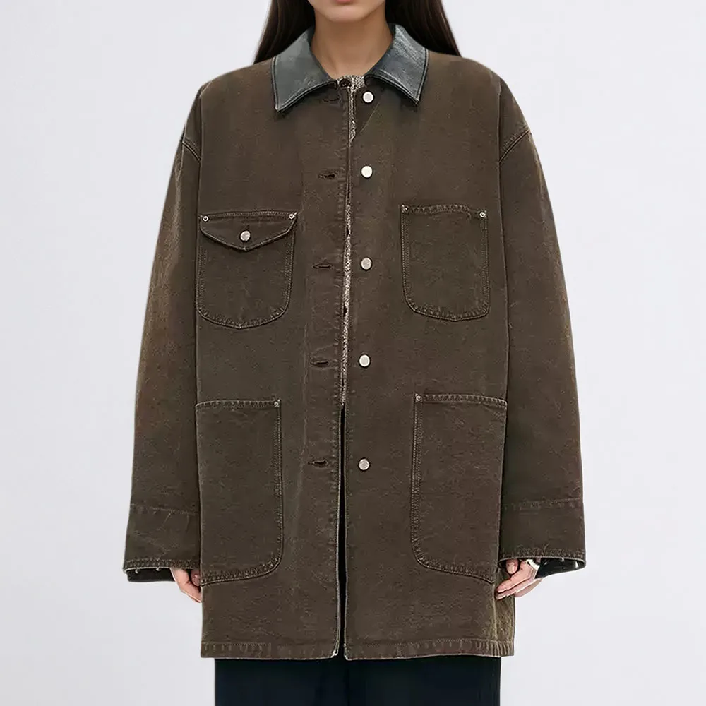 

Осенне-зимняя женская одежда, новая универсальная повседневная свободная простая стильная рабочая одежда, куртка с длинными рукавами, куртка