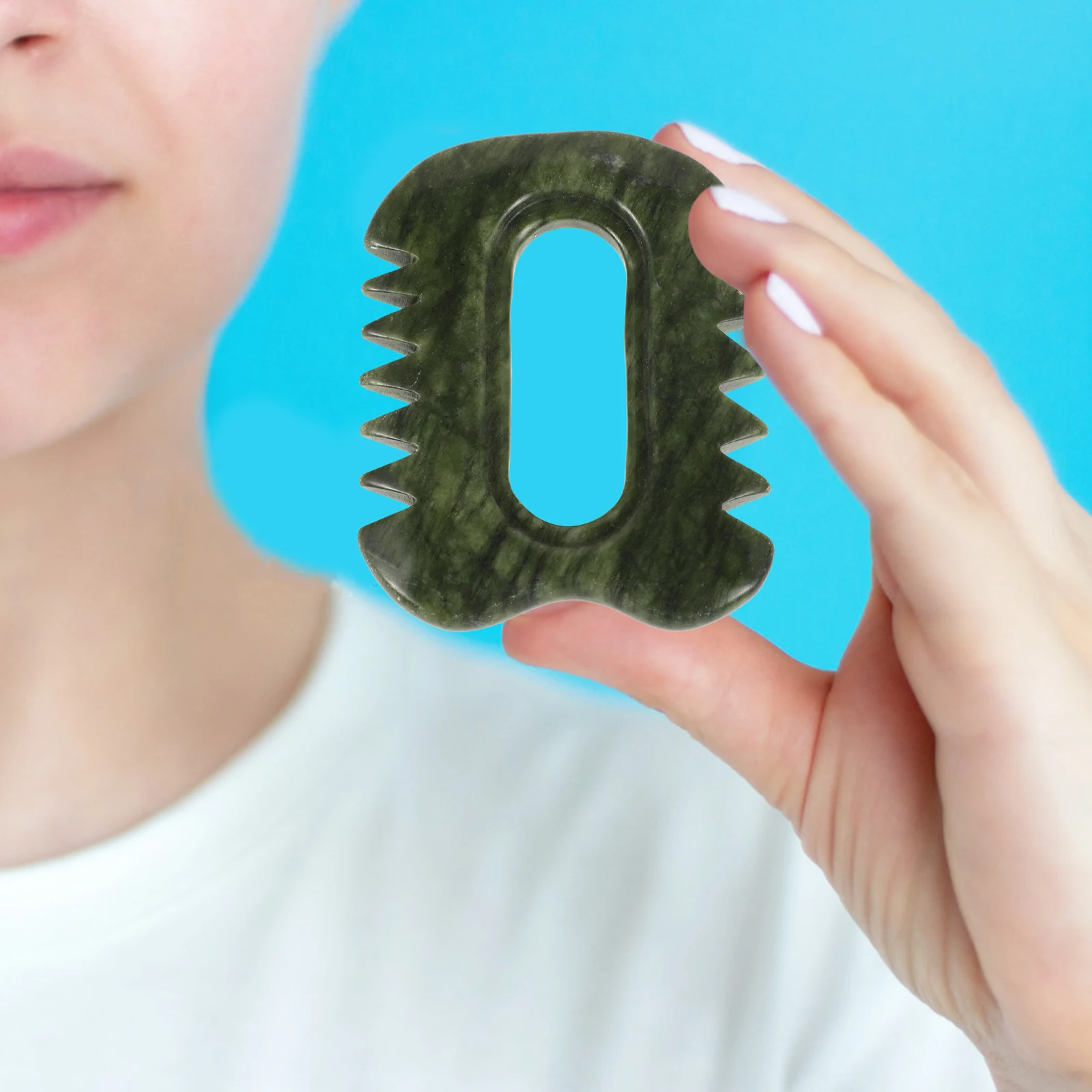 

Natural Stone Scalp Massager 2-In-1 Gua Sha Scraping Tool For Full Body Massage Hair Scalp Neck Shoulder Durable Anti Static