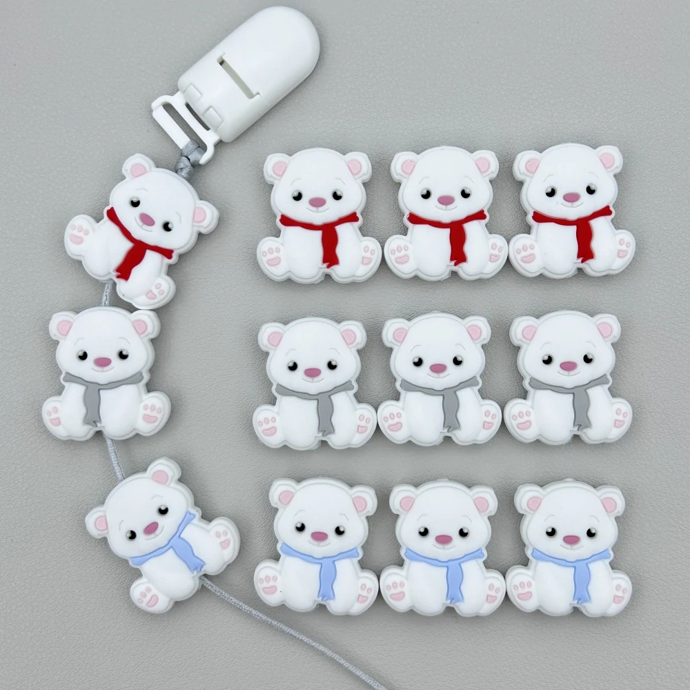 10PC Baby Silicone Bead Little Bear Beads Teethe Baby DIY String Pen Bead Nipple Chains Jewelry Accessories Teethe Kawai Gifts