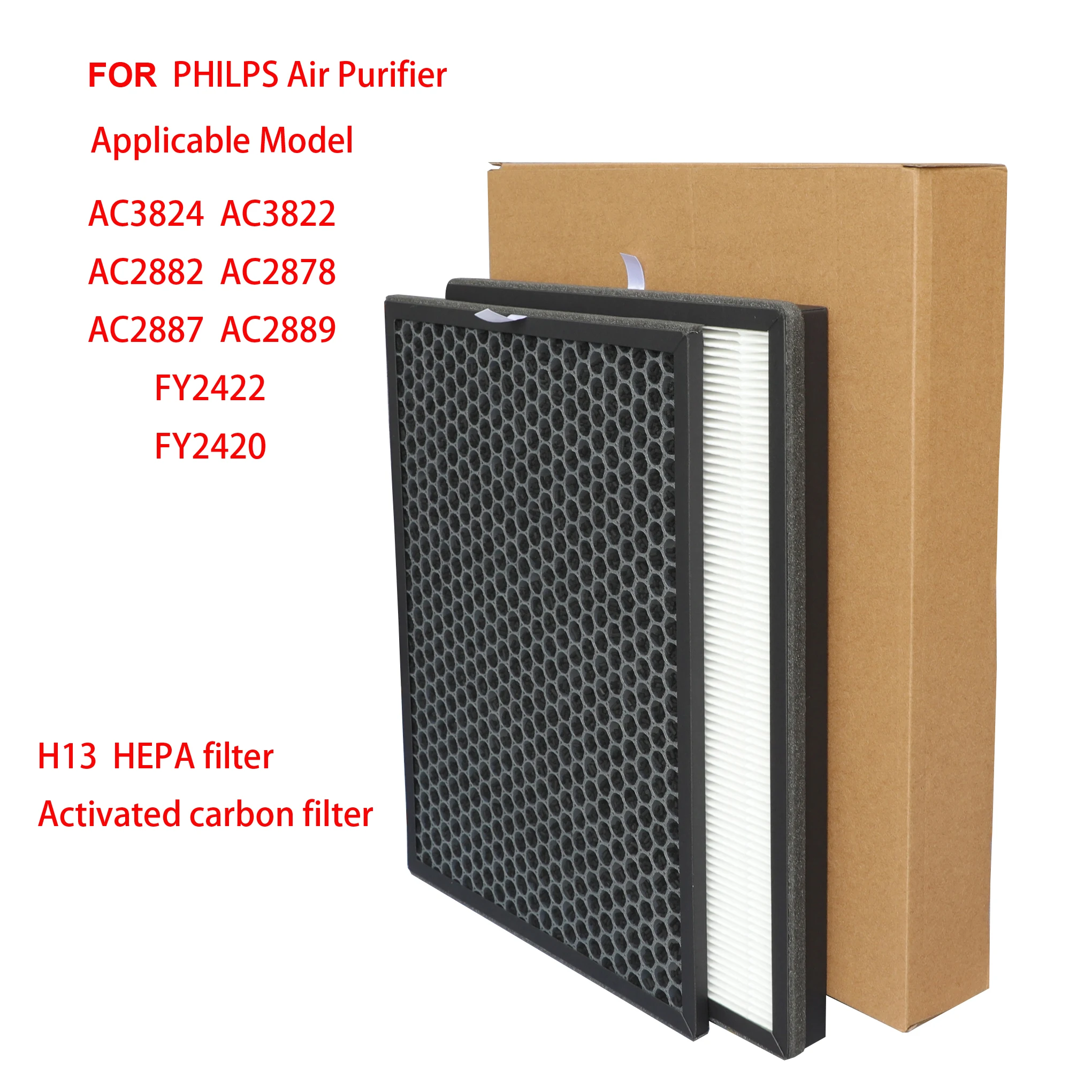 FY2420/30 FY2422 Activated Carbon HEPA Filter Sheet Replacement Filter PM25 for Philips Air Purifier AC2889 AC2887 AC2882