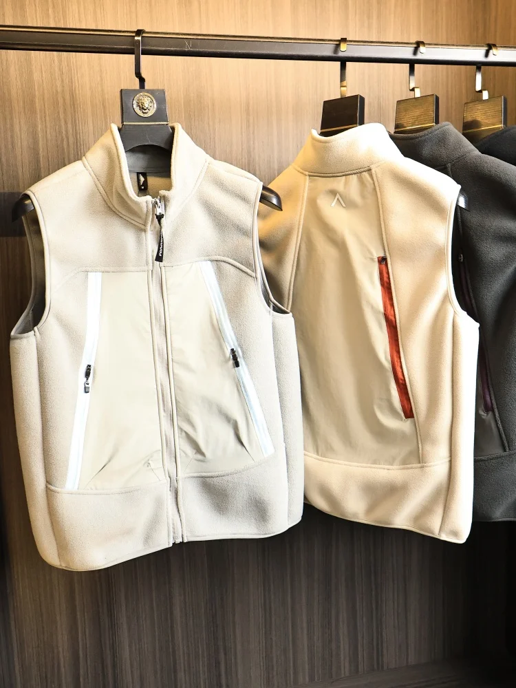 

Уличный мужской жилет Thiened Fce с воротником-стойкой Faion Urban Sle, осенне-зимний теплый бархатный жилет на молнии, цвет