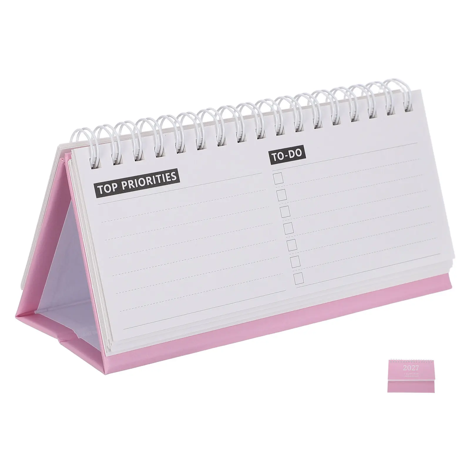 Mini Desk Calendar 2027 Standing Flip Desktop Calendar Twin Wire Binding Minimalist Monthly Organizer Planner for Home Office