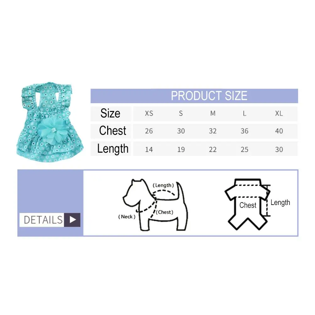 

Dog Dress Clothes Pet Summer Clothes Fashion Floral Print Summer Clothing Costumes Small Dogs Photo Wedding