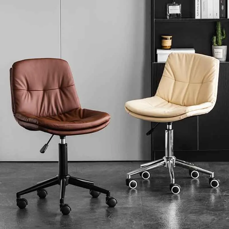 Leather Backrest Living Room Chair, Elevating Office Chair, Rotating Makeup Chair, Mobile Leisure Seat Stool, Nordic Furniture